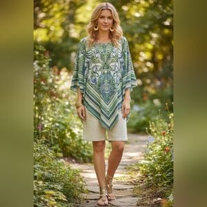 Apt.9 Floral Sheer Chiffon Poncho Top 1X